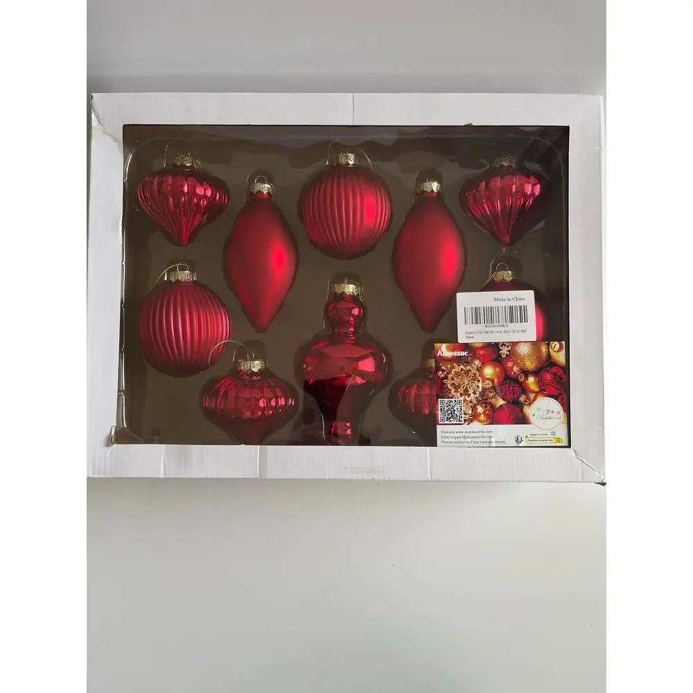 10Pcs Multiple Styles Glass Christmas Ball Ornaments for Tree Decorations
